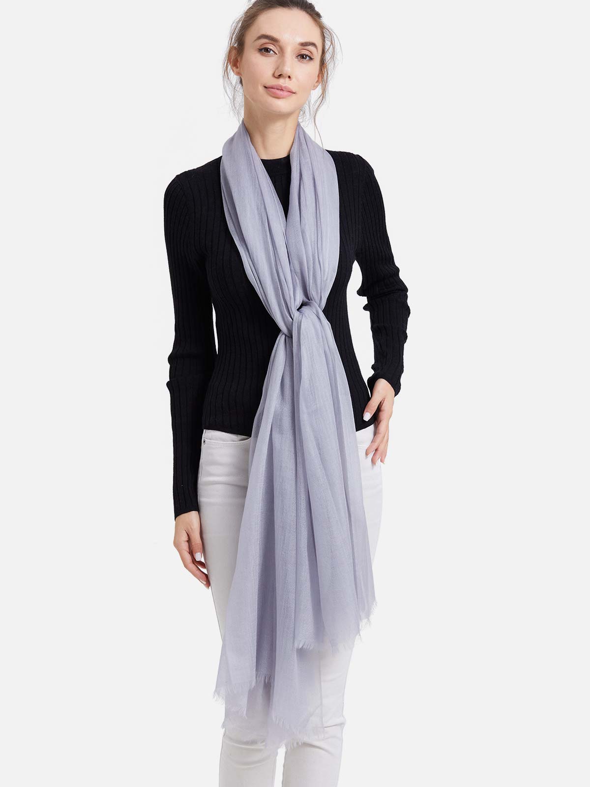Featherlight Gray Cashmere Scarf