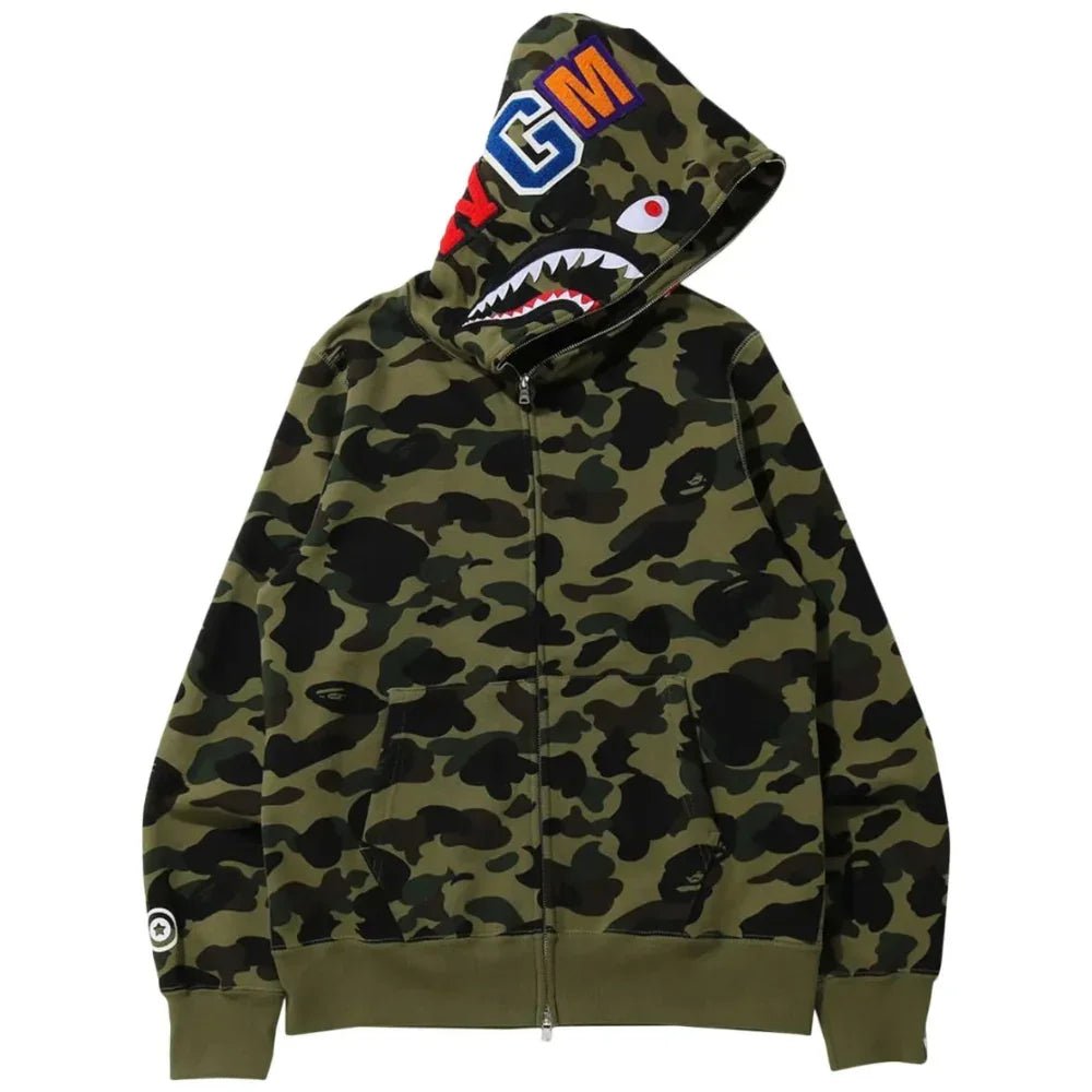 BAPE 1st Camo Shark Full Zip Hoodie Green