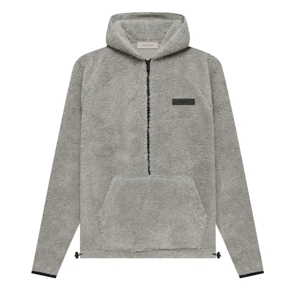 Fear of God Essentials Polar Fleece Half Zip Hoodie Dark Oatmeal