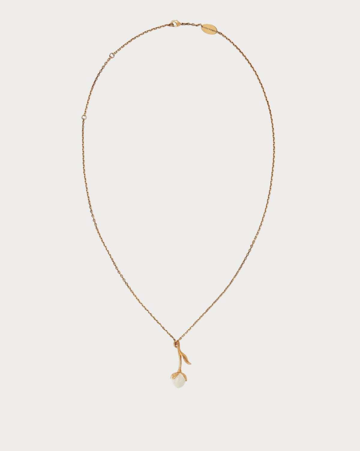 LORO PIANA Linen Flower Bud Necklace(Gold/White)